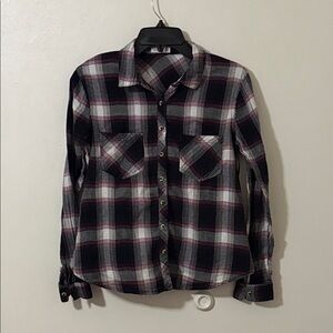 Maurices Black and White Plaid Women’s button down shirt
